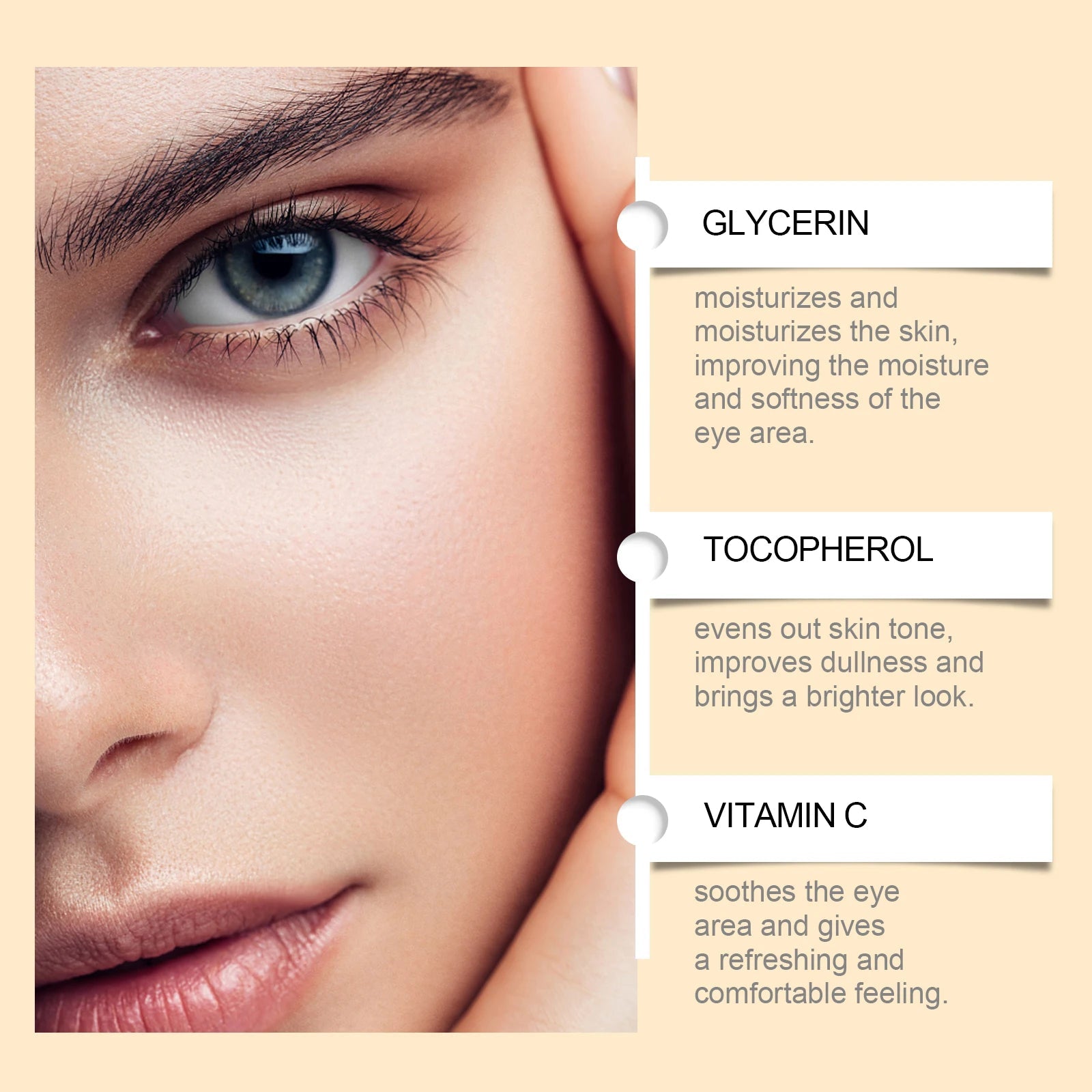 Anti Aging Eye Essence Oil Firming Brightening Reduce Wrinkle Fade Fine Lines Remove Puffiness Hydrating Smooth VC Eye Serum Oil Halalzen