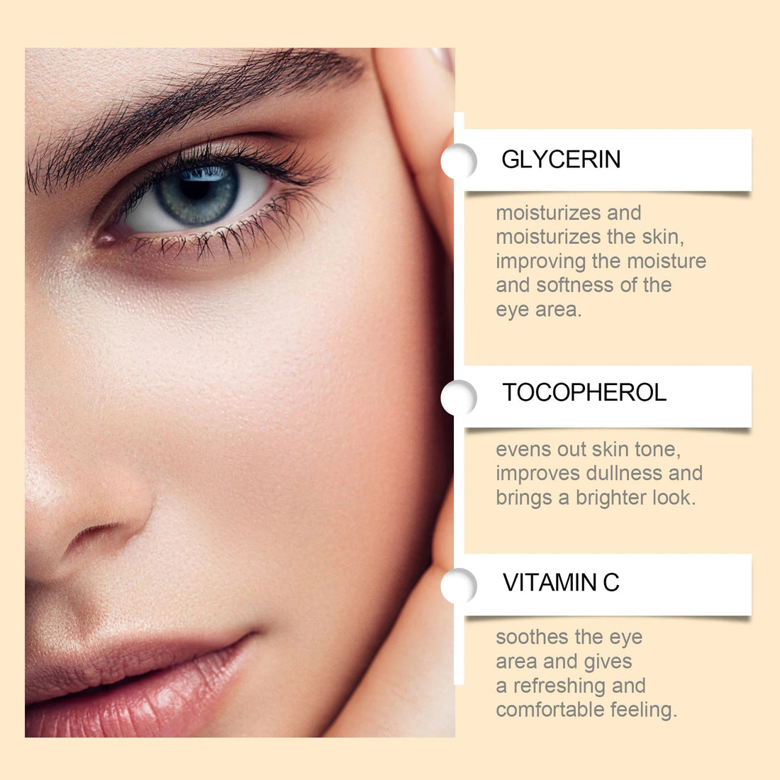 Anti Aging Eye Essence Oil Firming Brightening Reduce Wrinkle Fade Fine Lines Remove Puffiness Hydrating Smooth VC Eye Serum Oil Halalzen