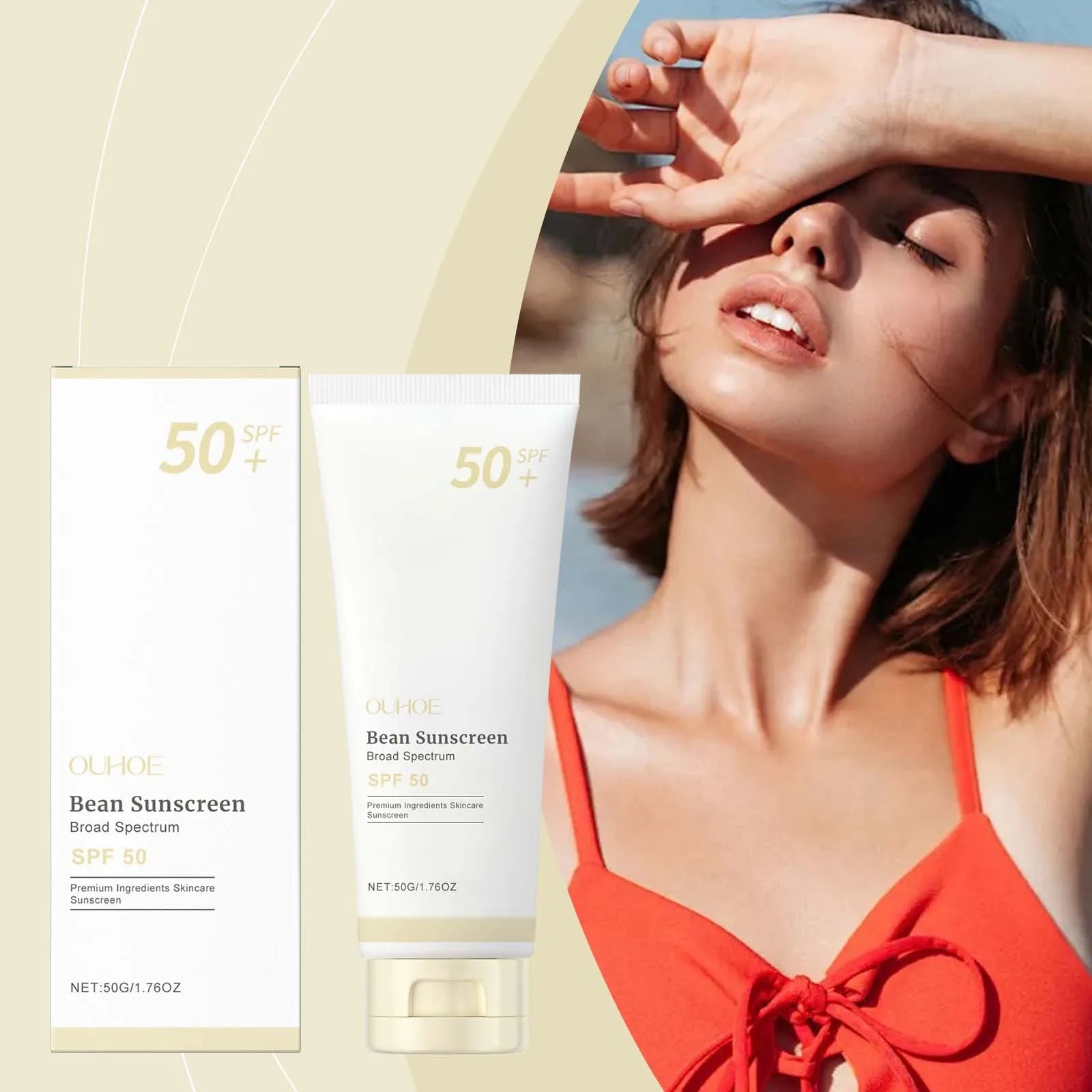 SPF 50+ Mild Moisturizing Sunscreen Soothe Cool Sunblock UVA/UVB Brighten Anti Oxidate Sun Prevent Sunburn Moisturize Sunscreen Halalzen