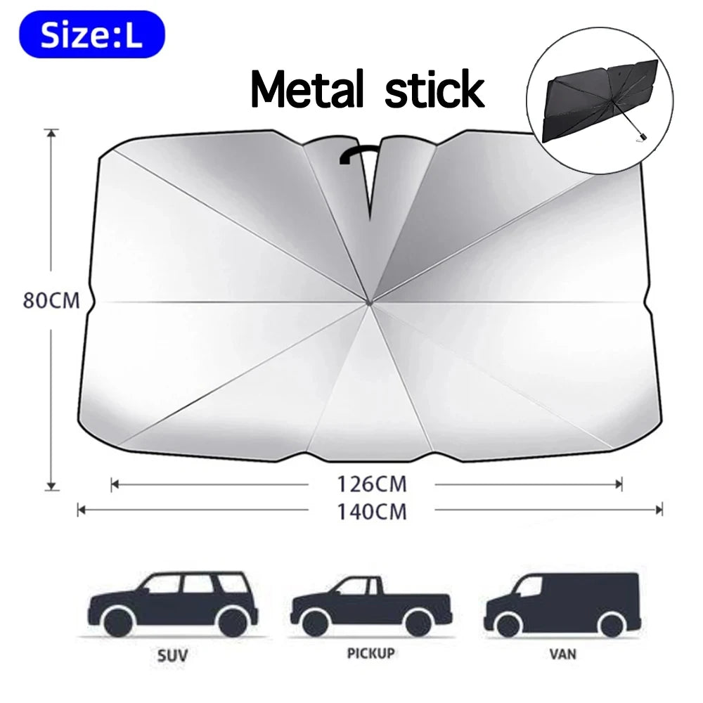 Car Umbrella Sunshade Windshield Front Cover Window Foldable Sun Shade Block Heat Portable Bent Parasol Auto Curved Model Shades