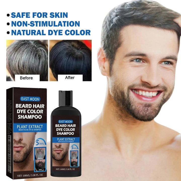 100ml Herbal Extract Fast Permanent Black Dye Grey Hair Shampoo Natural Black Beard Dye Shampoo For Men Hair Color Dye Cream HALALZEN