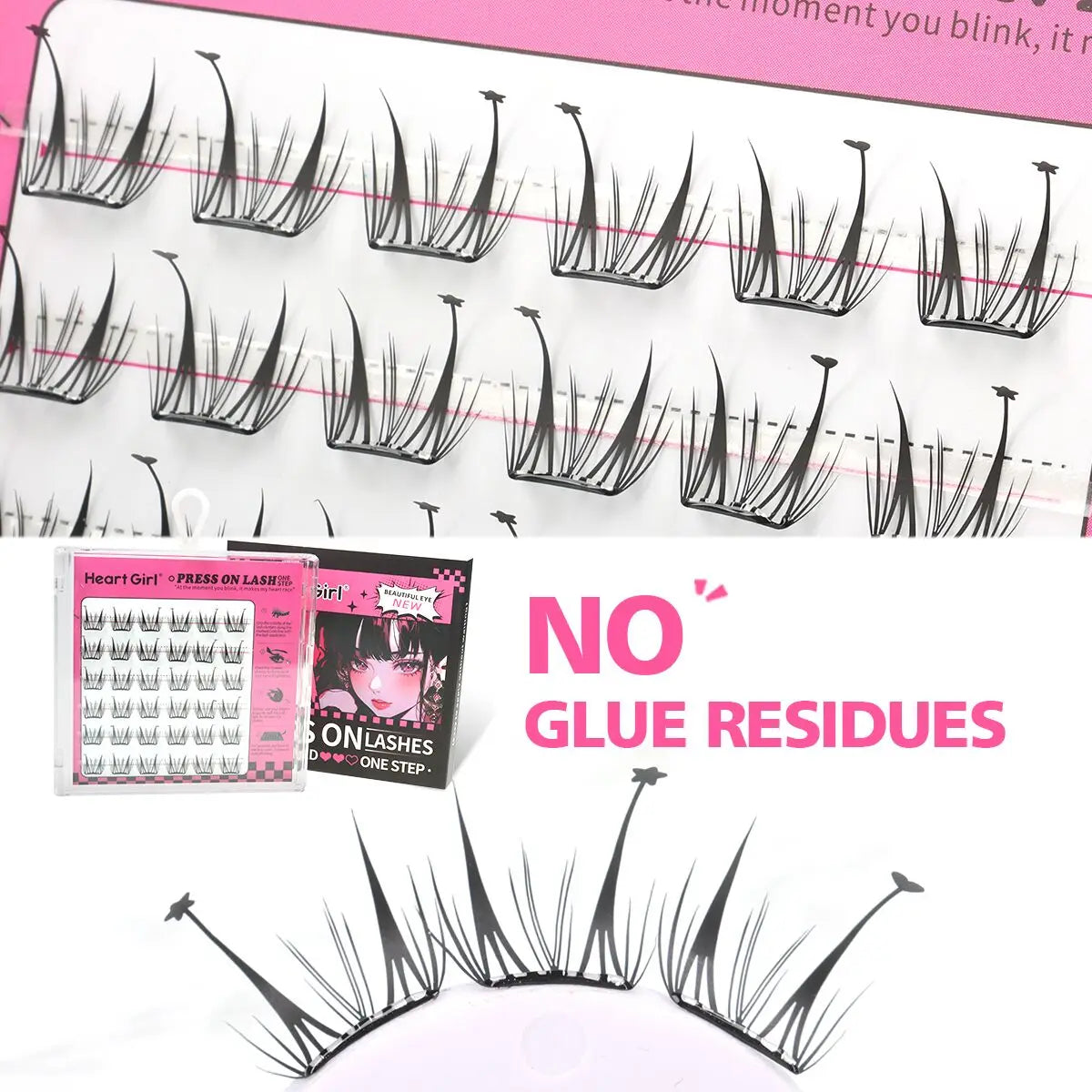 Glue-free False Eyelashes Fluffy Thick & Curled Daily Party Lash Star Butterfly Manga Clusters DIY Eyelash Extension Makeup Tool