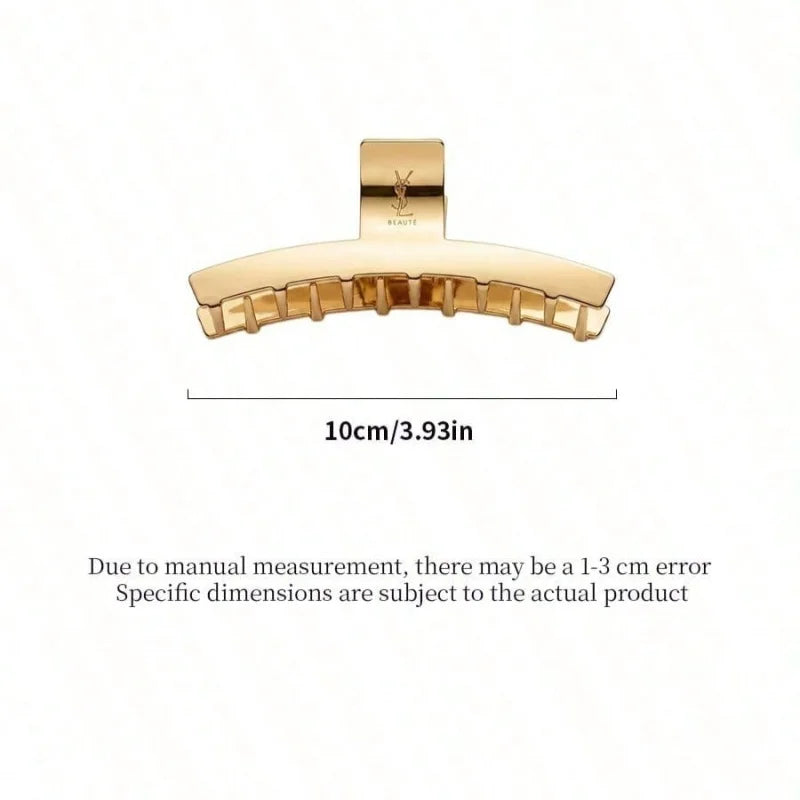 YSL Saint Laurent Hair Barrette Gold Metal Clip, Made in France French Luxury Original Box Hair Accessory Gift for Women Girls