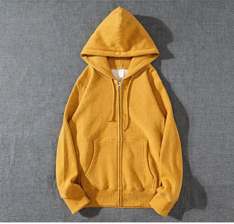 Good Quality Zip Hooded Women Sweatshirt Navy Blue  Casual Street Wear Loose Spring Autumn Solid Color Hoodie