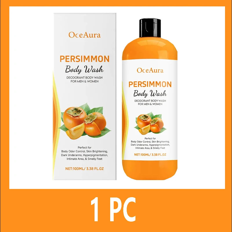 Persimmon Body Wash Gel Gentle Cleansing Moisturizing Skin Exfoliating Shower Gel Smooth Soft Body Odor Remover Bath Products