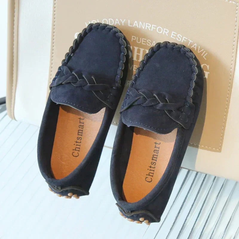 Boys Leather Shoes Fashion Kids Flats Loafers Slip-on Moccasins Classic Children Party Shoes 2024 Spring Autumn Soft Breathable