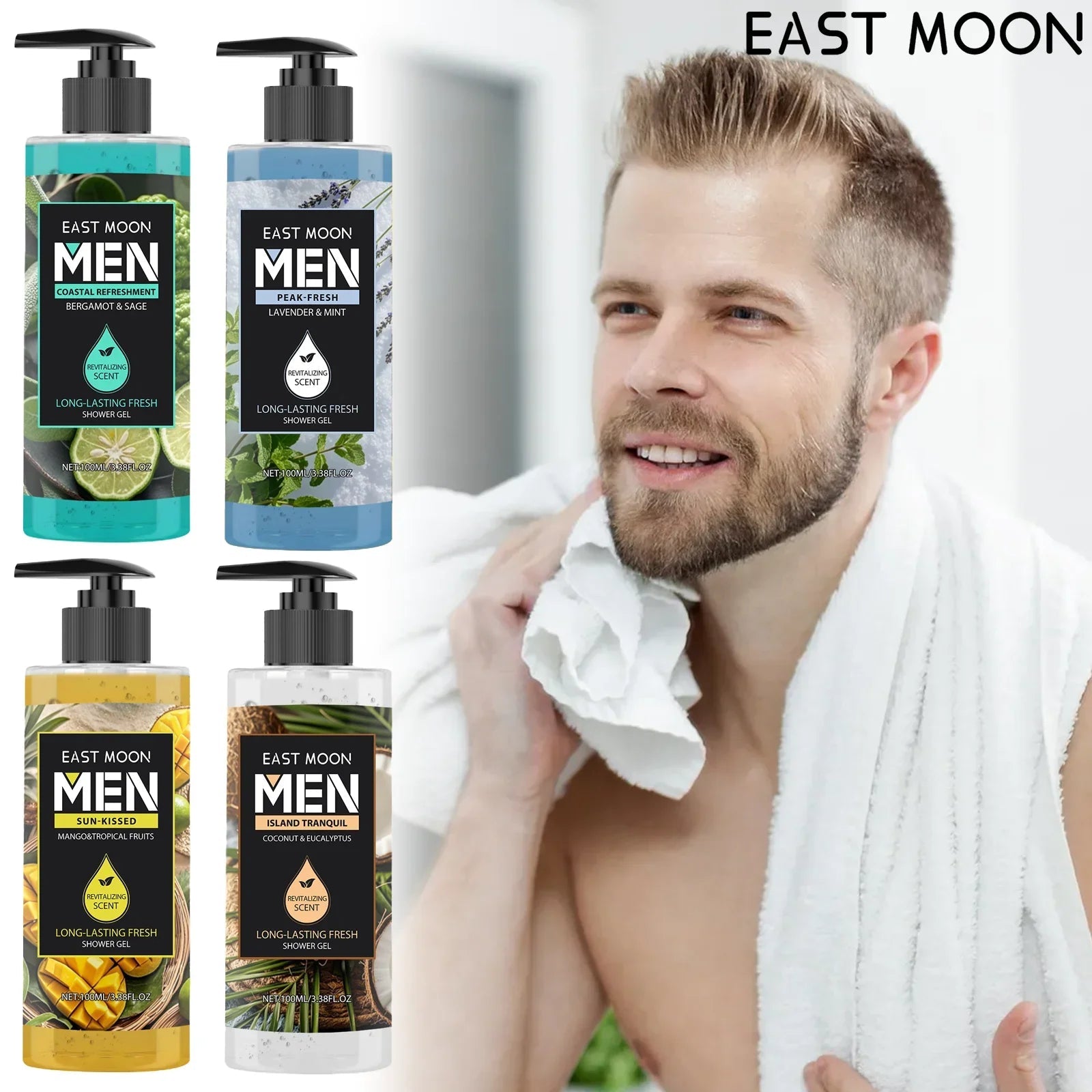 Men's Eucalyptus Coconut Body Wash Deep Cleansing Shower Gel Refreshing Scent Long Lasting Fragrance Oil Control 100ml Halalzen