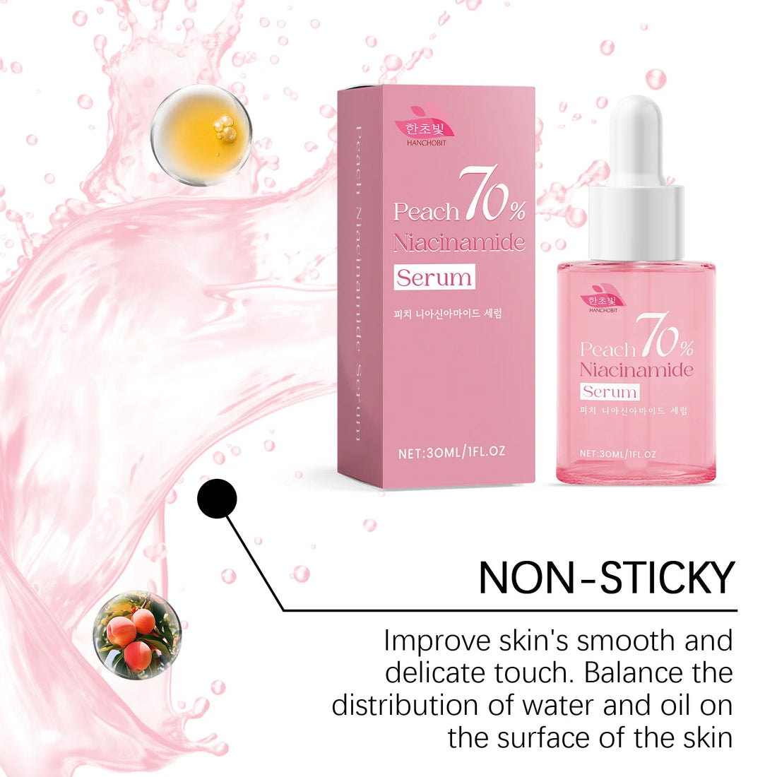 Ship From US Peach 70% Niacinamide Serum 30ml Brightening Face Serum With Dropper For Women Hydrating Moisturizing Repair Even Skin Tone Skincare