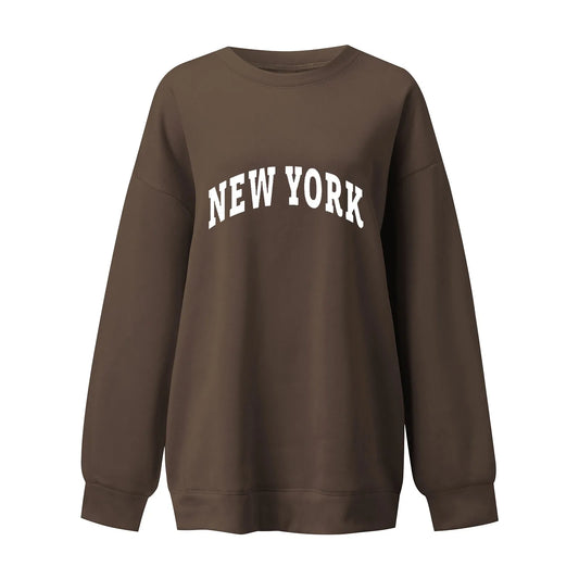 Sweatshirts For Women Casual Y 2 K Long Sleeve Crew Neck Letter Printed Hoodless Loose Pullover Autumn Clothes For Woman