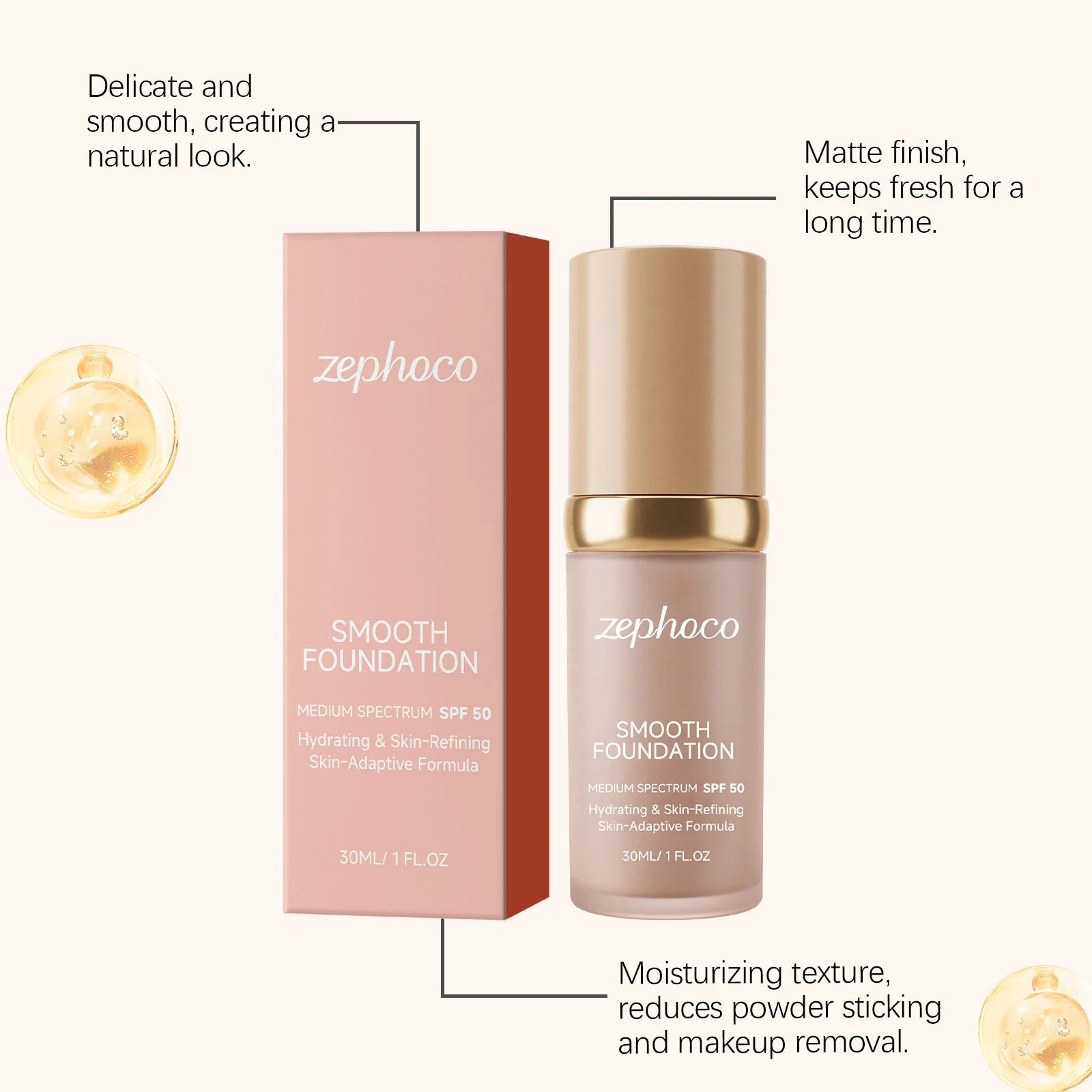 Color Changing Foundation Liquid SPF50 Sunscreen Full Coverage Concealer Hydrating Brightening Waterproof Professional Cosmetics