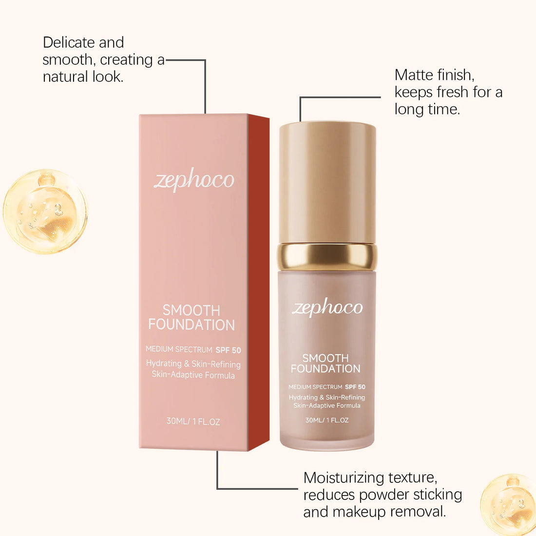 Color Changing Foundation Liquid SPF50 Sunscreen Full Coverage Concealer Hydrating Brightening Waterproof Professional Cosmetics
