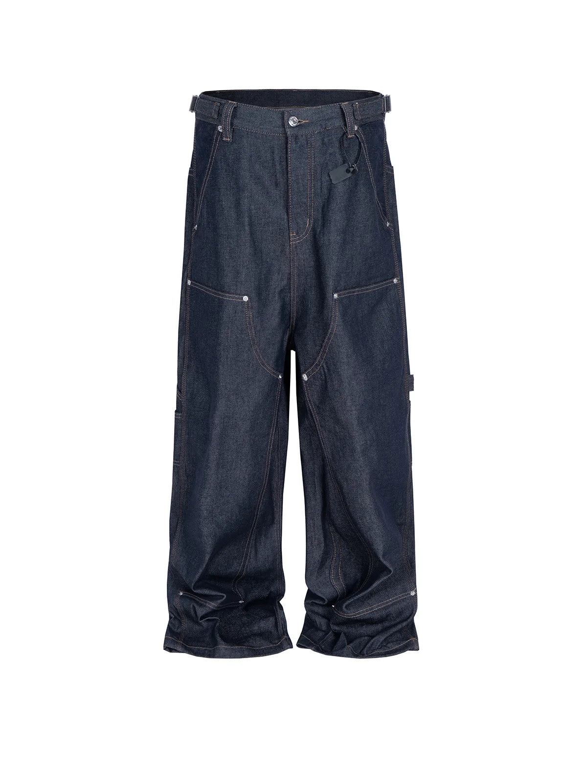 MIJKO Straight Blue Jeans Workwear Multi Pocket Embroidery Original Cow Trousers Comfortable Silhouette for Men and Women HALALZEN