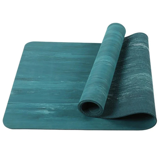 Non-slip treaded, 4mm rubber yoga mat suitable for high-intensity workouts