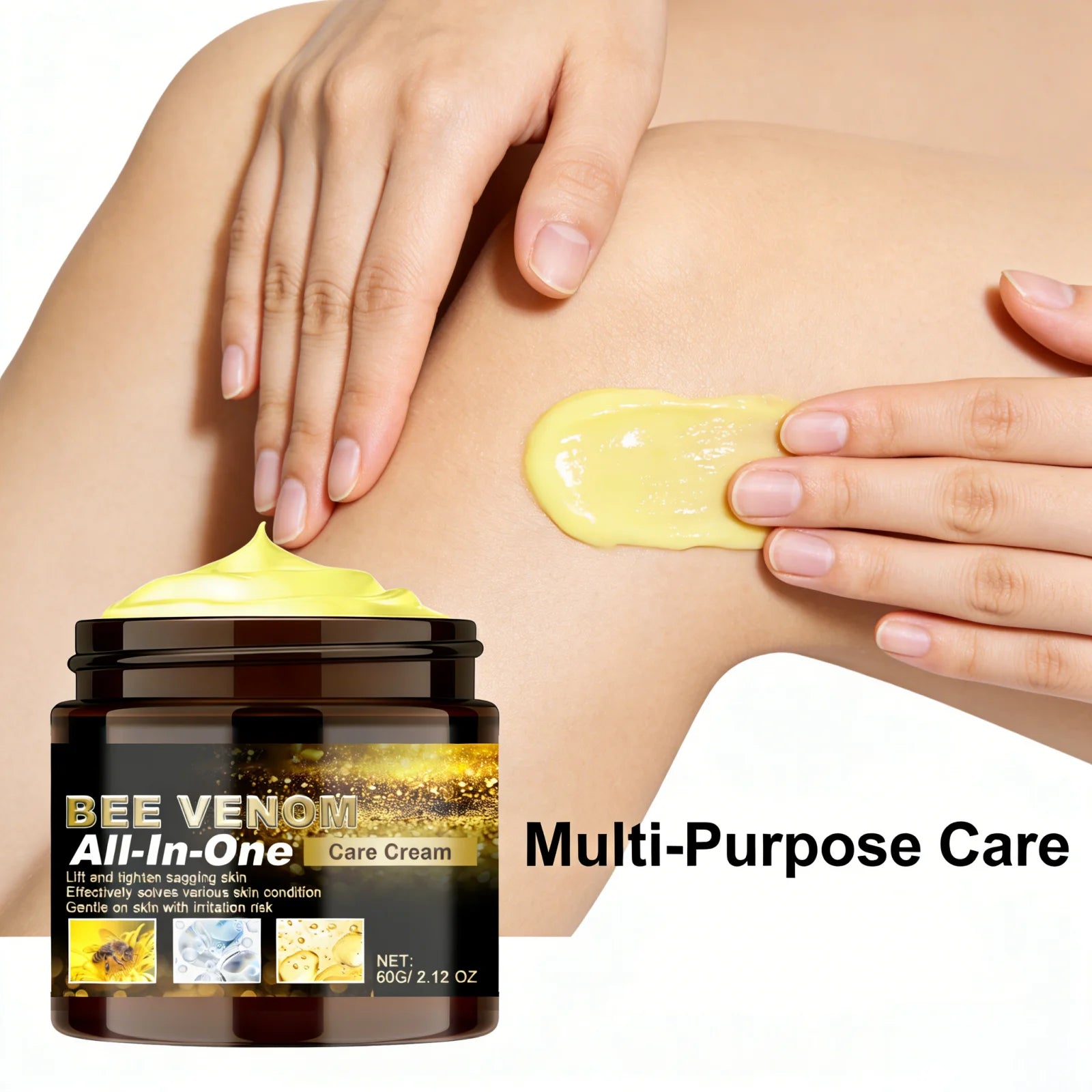 Bee Venom Wrinkle Removal Cream Tighten Skin Elasticity Enhancement Deep Hydration All in One Tea Tree Oil Body Moisturizer 60g