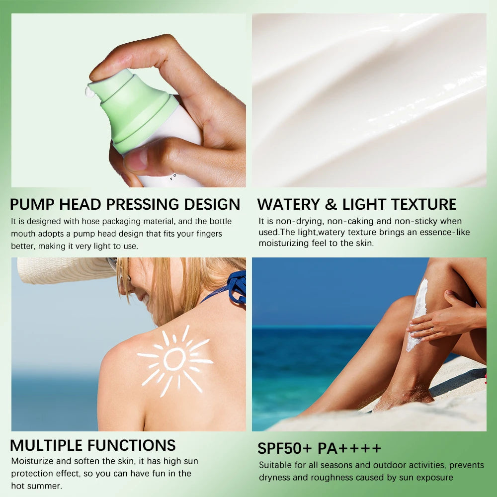 Sunscreen SPF 50 Centella Asiatica No Sticky Refreshing Sunscreen 50ml Sunscreen Essence for Dry Oily Sensitive Skincare Halalzen