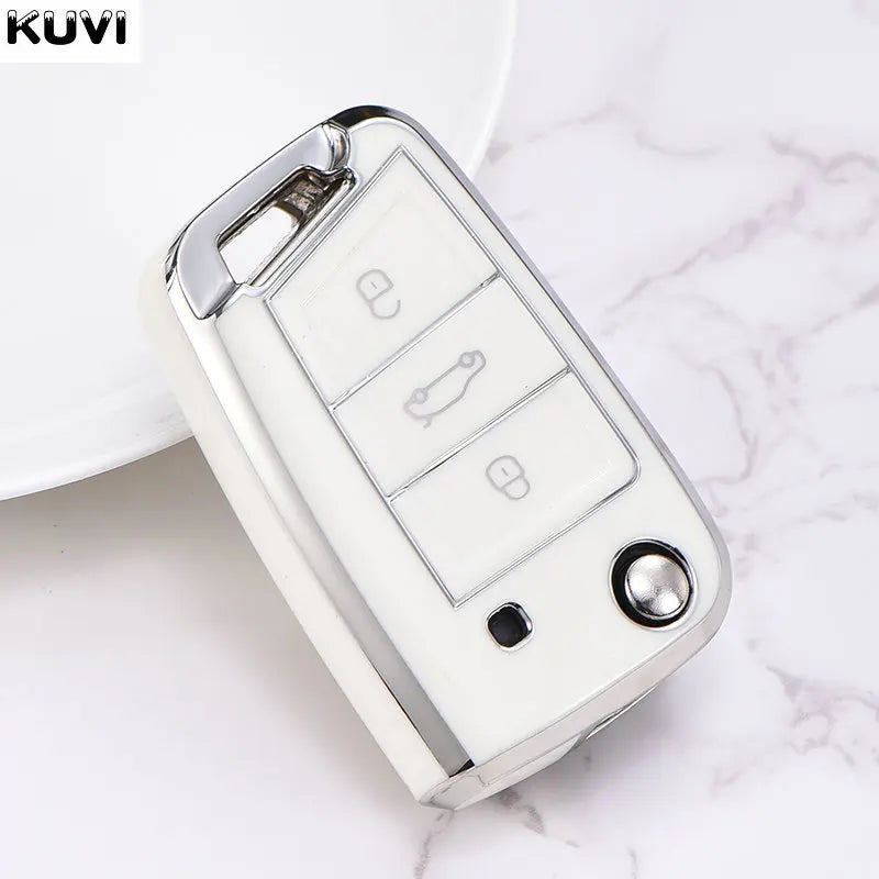 Car TPU Key Case Cover For VW Volkswagen Golf 7 MK7 Tiguan MK2 T-roc T-cross Skoda Octavia Kodiaq Karoq Seat Ateca Leon Fob