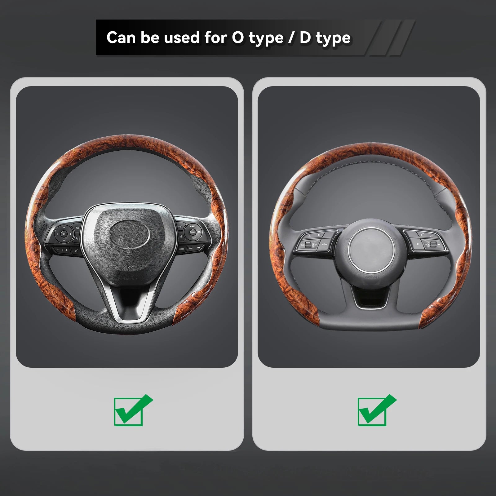 Mahogany Car Steering Wheel Cover Wood Grain PVC Breathable Non-slip Universal 38cm 15inch for Toyota Corolla Rav4 Camry Prius