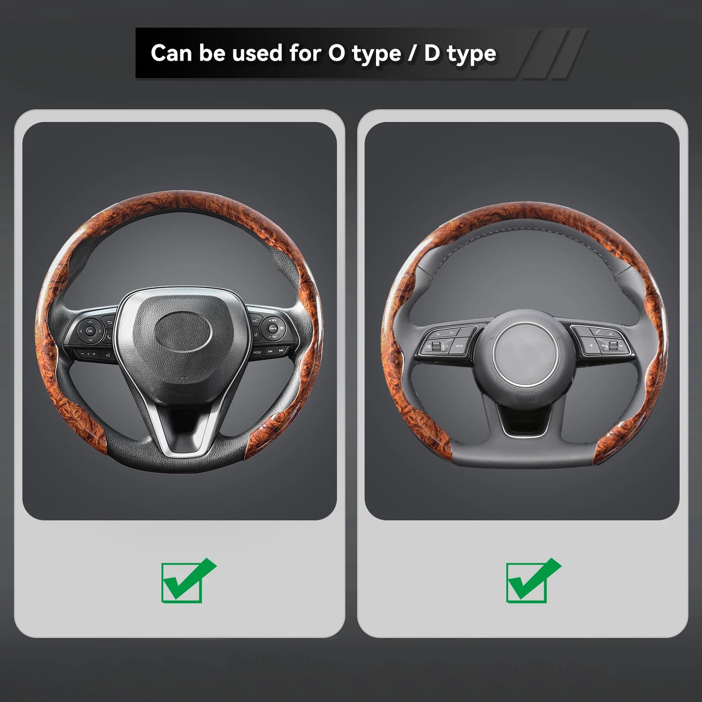 Mahogany Car Steering Wheel Cover Wood Grain PVC Breathable Non-slip Universal 38cm 15inch for Toyota Corolla Rav4 Camry Prius