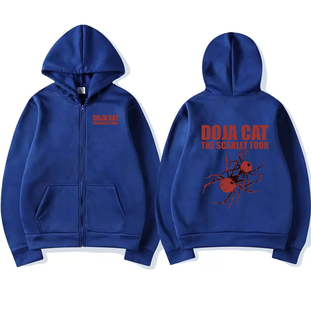 Doja Cat The Scarlet Tour Zipper Hoodies Men Women Fashion Harajuku Zip Up Hooded Sweatshirt Casual Oversized Pullover Fans Gift