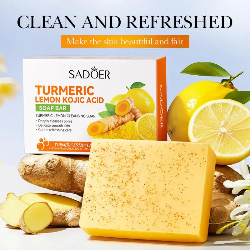 100g Kojic Acid Soap for Face, Turmeric Dark Spot Remover Soap Bar with Turmeric & Lemon & Hyaluronic Acid  Gentle Moisturising Halalzen