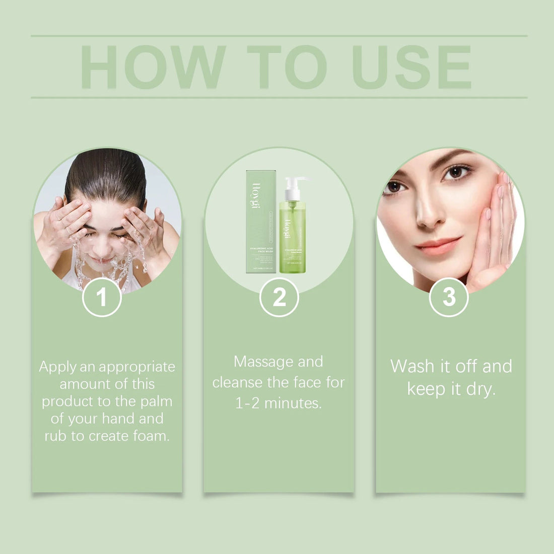 HOYGI Hyaluronic Acid Cleanser Anti Acne Oil Control Blackhead Remover Skin Cleansing Gel Brightening Pore Cleaning Face Wash Halalzen