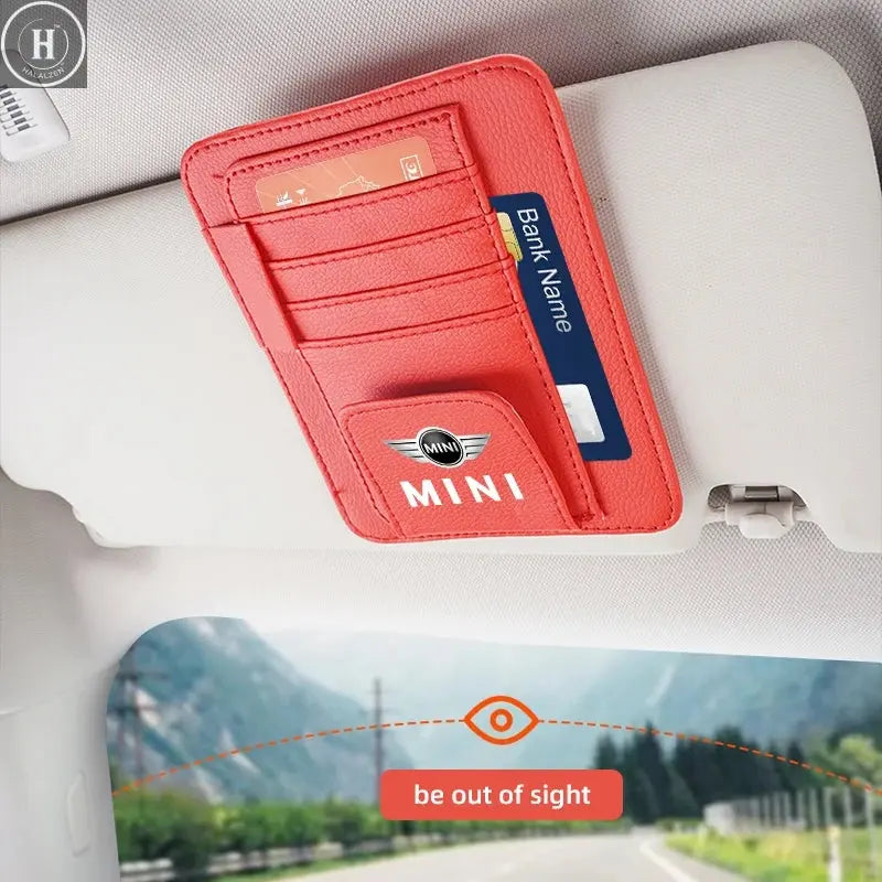 Car Sun Visor Glasses Storage Bag Card Ticket Holder Multi-pocket For Mini Cooper JCW Works R56 R50 F54 F55 F56 F57 F60 R52 R53 HALALZEN
