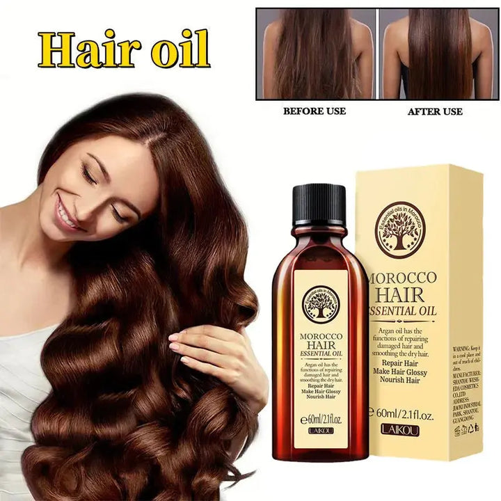Laikou Argan Hair Oil Essential Oil Natural Anti-hair Loss Prevent Hair Dry Soft Nourishing Frizz Damaged Repair Care 60ml Halalzen