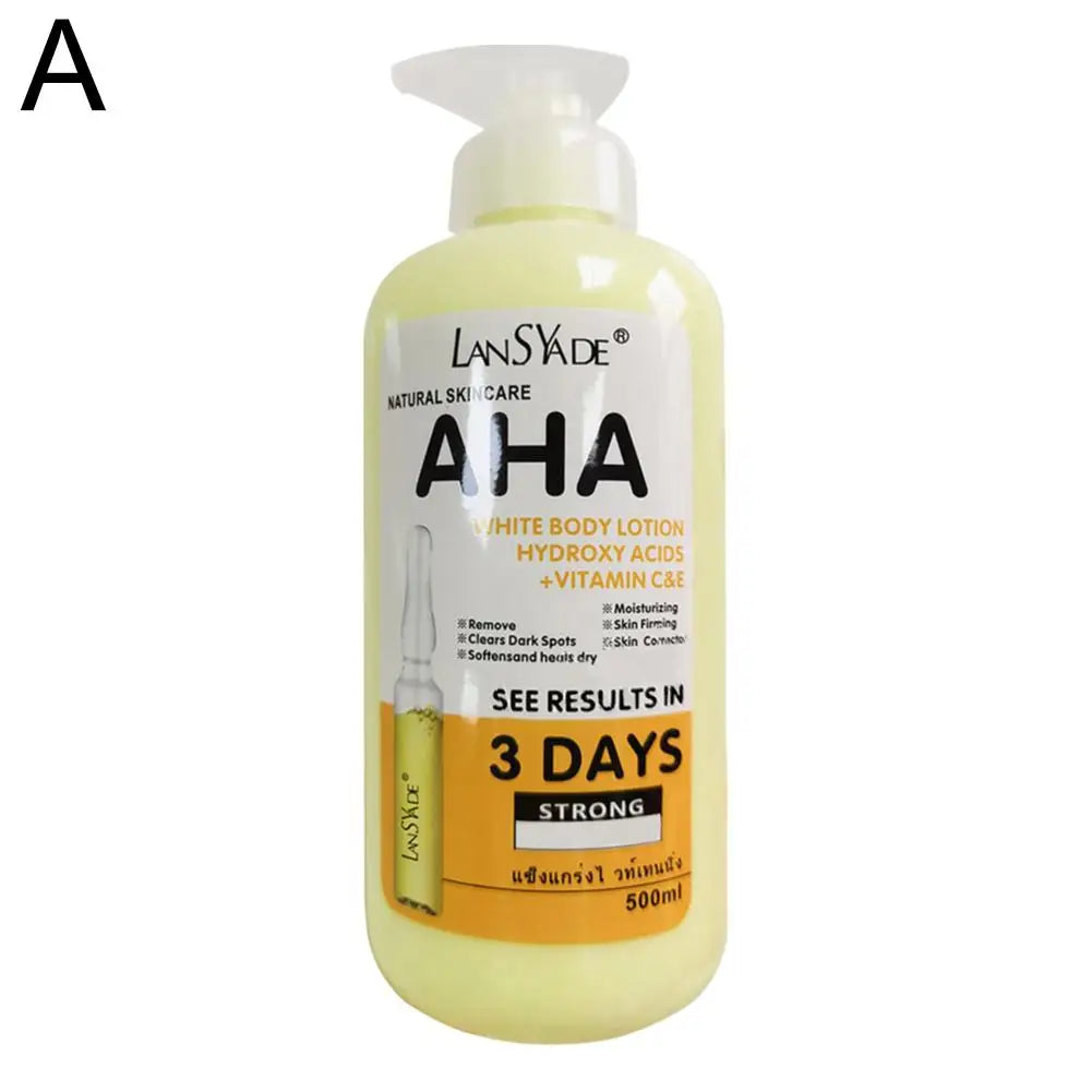 AHA Whitening Body Lotion 500ml, Hydroxy Acid VC VE Brightening Skin Moisturizer,Dark Spots Remover Firming Hydrating Body Cream