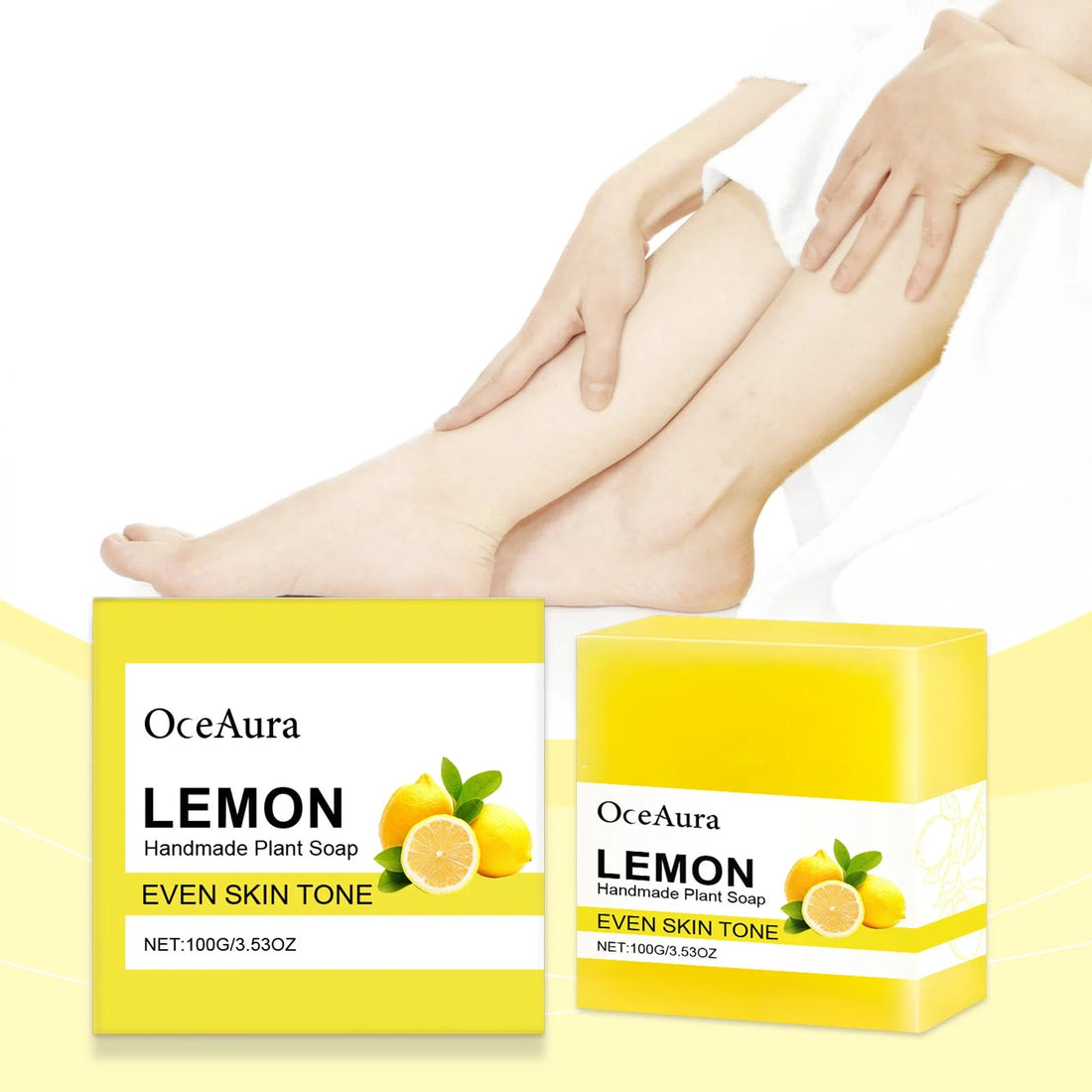 OCEAURA Luxury Lemon Handmade Essential Oil Soap Bar - Gentle Skin Cleansing Moisturizing & Brightening 3.35 OZ Halalzen