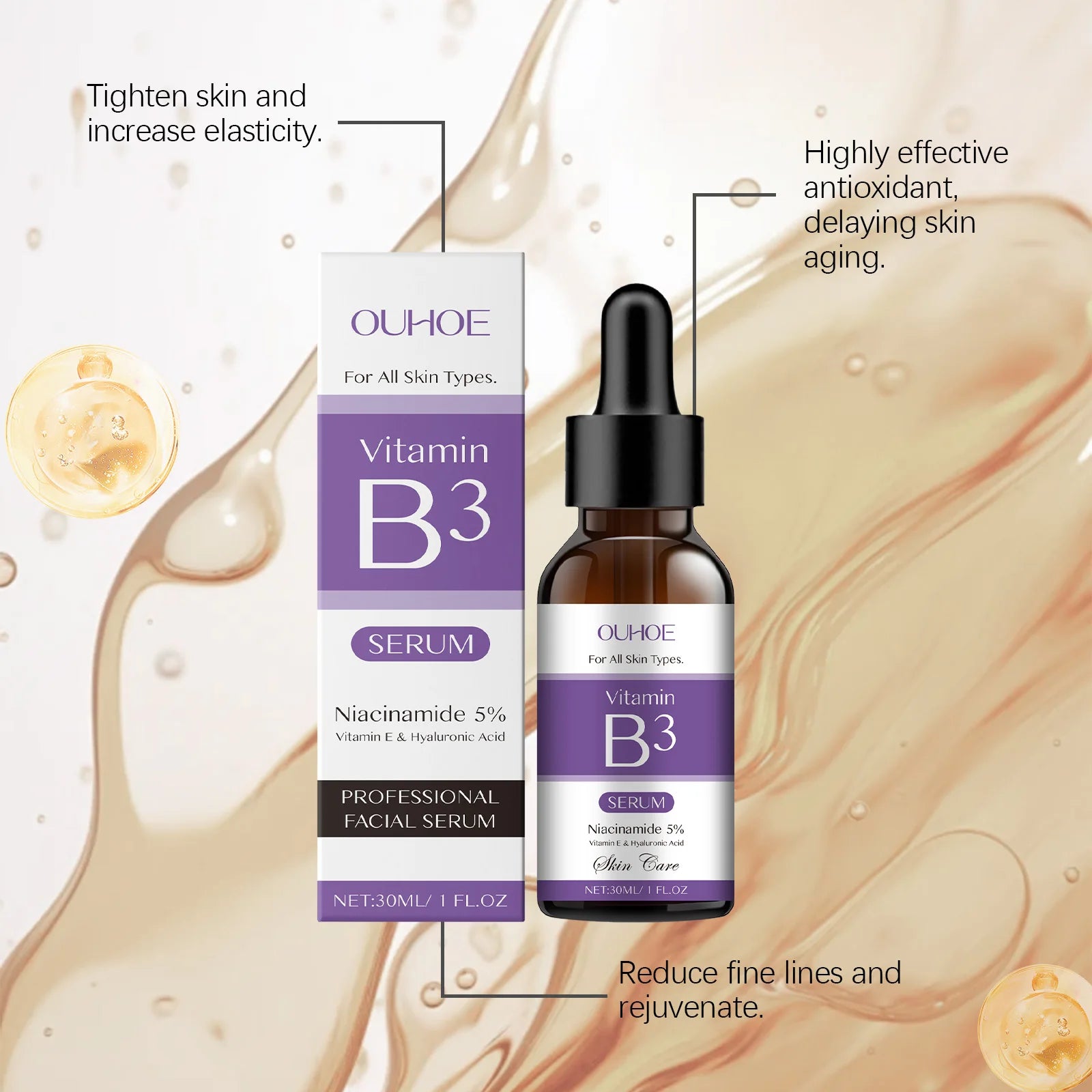 Korea Niacinamide Facial Serum Vitamin B3 Wrinkles Pigment Dark Spot Reduce Correcting Glow Serum Face Whitening Moisturizer