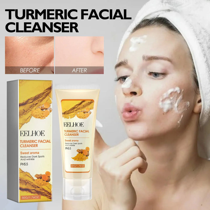 Turmeric Facial Cleanser Deeply Cleanses and Repairs The Skin Barrier Moisturizes Shrinks Pores Oil Control Blackheads Face Halalzen