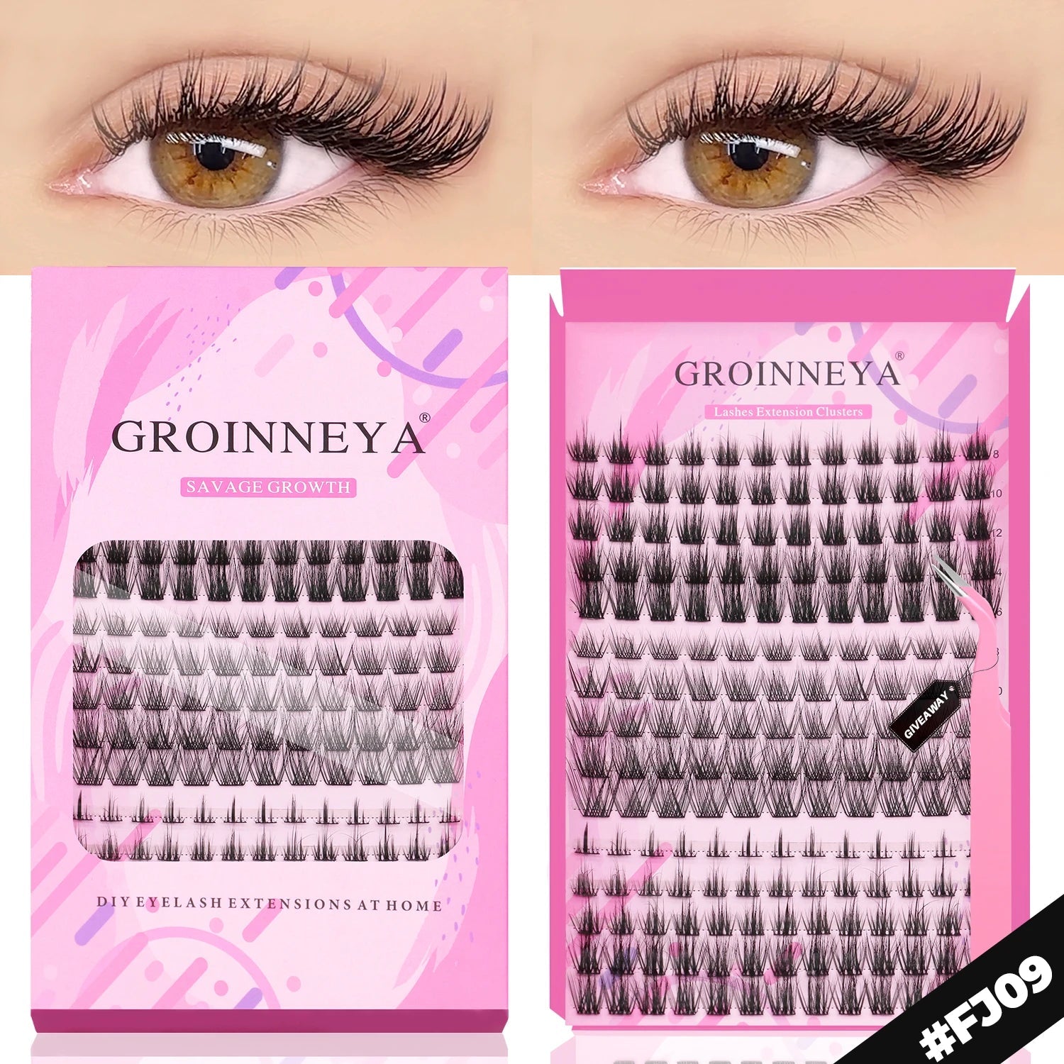 GROINNEYA DIY Lashes Extension Kit Individual Lashes Clusters Faux Mink Eyelash Extension Mix set with Lash Natural Look Makeup Halalzen