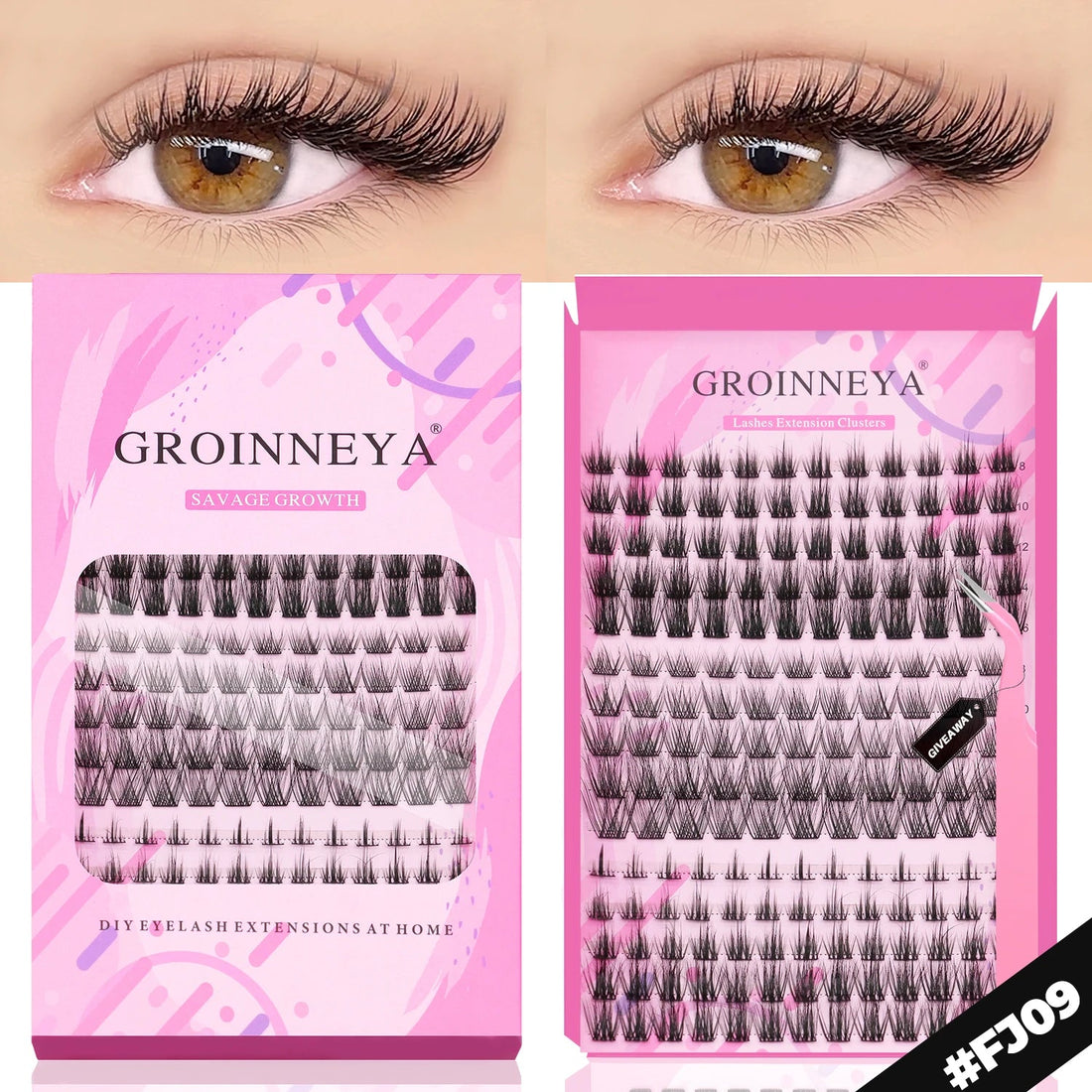 GROINNEYA DIY Lashes Extension Kit Individual Lashes Clusters Faux Mink Eyelash Extension Mix set with Lash Natural Look Makeup Halalzen