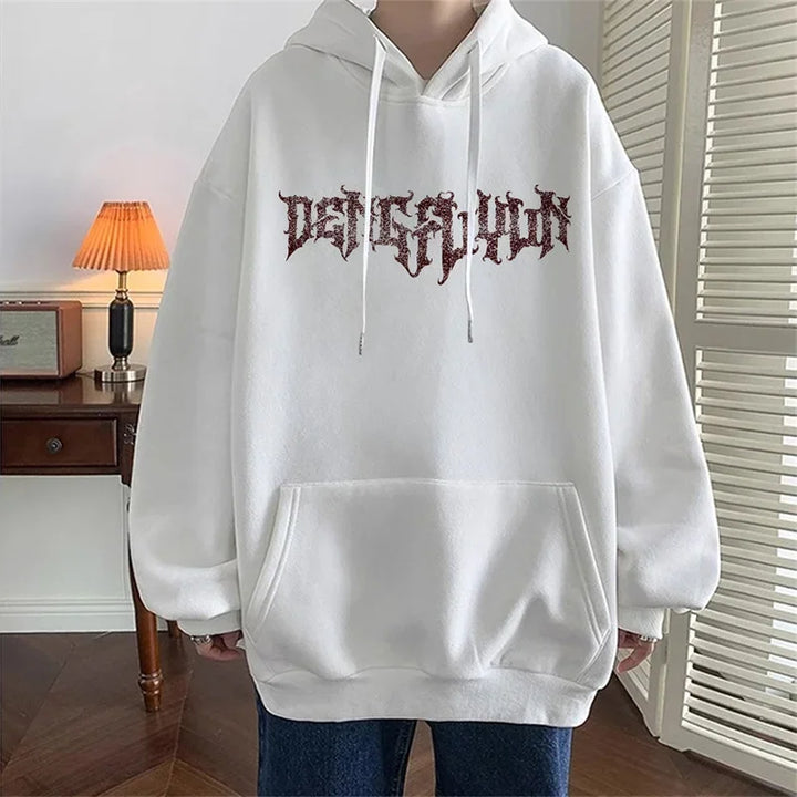 New Harajuku Angel Graphic Hoodies For Men High Street Gothic Punk Fashion Hoody Winter Fleece Y2K Vintage Oversized Sweatshirts