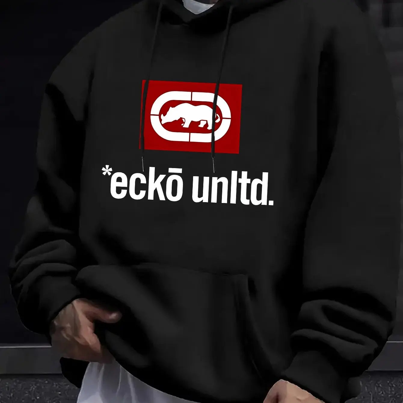 Men'S Hoodie with "Ecko Unlimited" Graphic - Casual Pullover Sweatshirt, Long Sleeve, Regular Fit Fall/Winter Casual Wear Hoodie