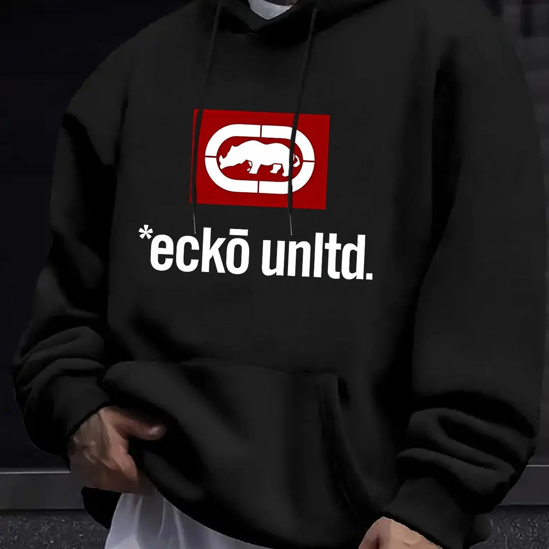 Men'S Hoodie with "Ecko Unlimited" Graphic - Casual Pullover Sweatshirt, Long Sleeve, Regular Fit Fall/Winter Casual Wear Hoodie