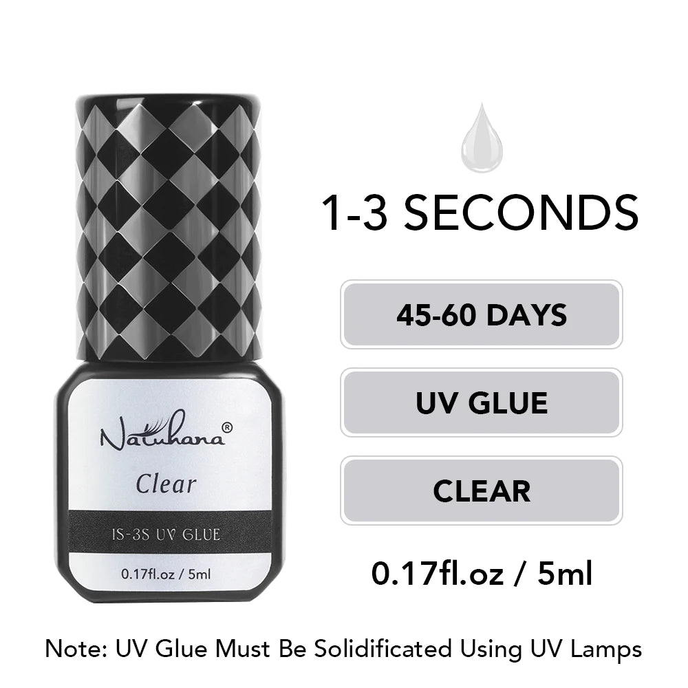NATUHANA 5ml 1 Second Fast Drying Strong False Eye Lash Extension Glue Adhesive Retention 5-7 Weeks Low Smell Mink Eyelash Glue