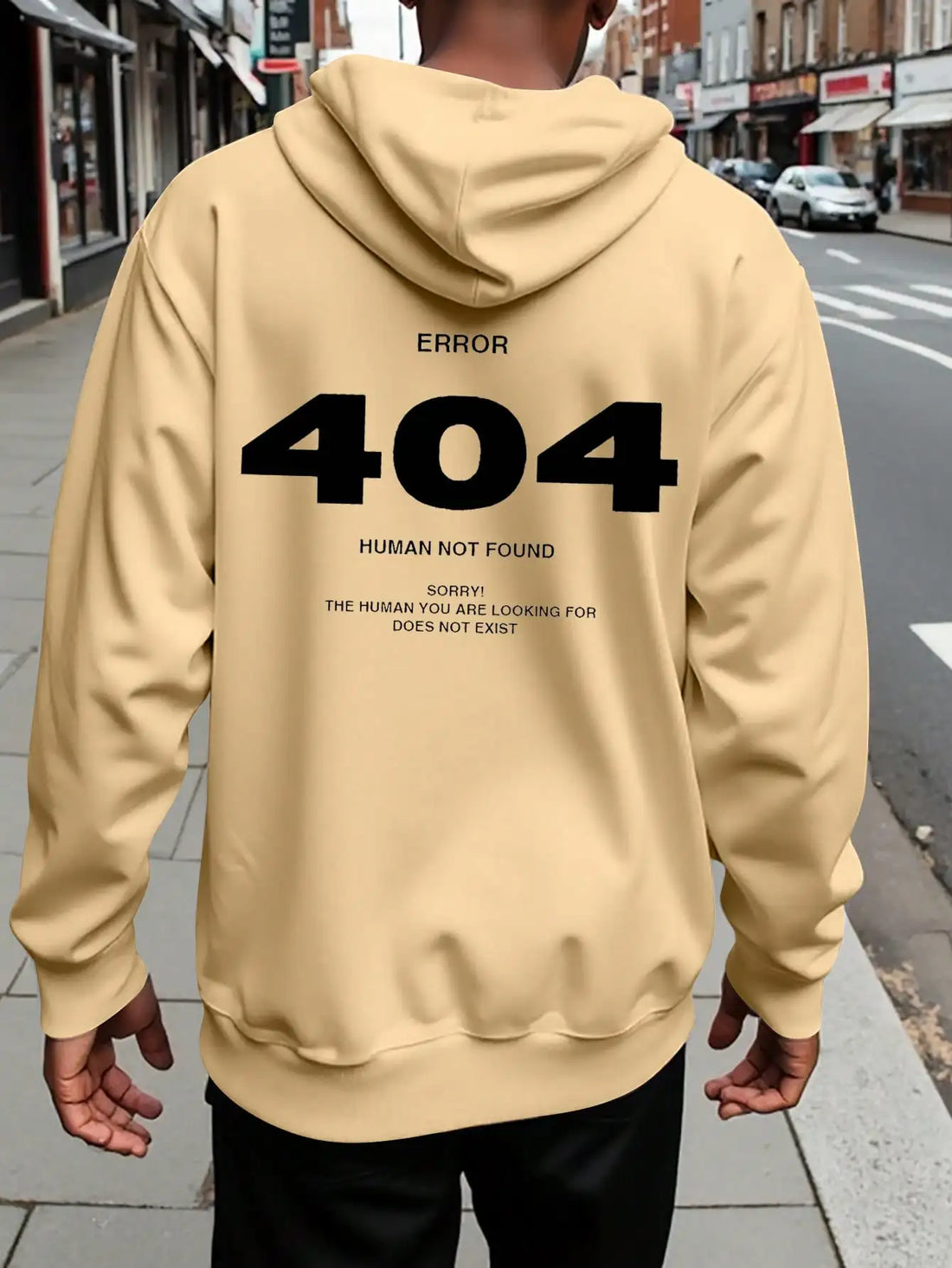Men's Number Print Hoodie Sweatshirt For Casual Wear, Mens Hoodie, Streetwear Hoodie, Error 404 Human Not Found Hoodie