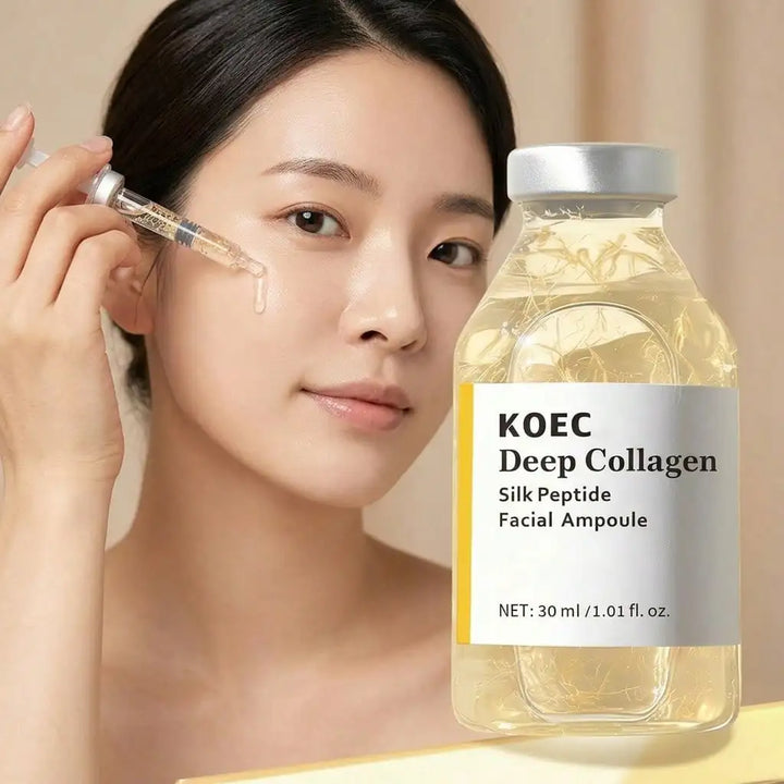 Deep Collagen Silk Peptide Facial Ampoule, Collagen Silk Peptide Facial Ampoule Serum, Dual Pentapeptide Hexapeptide Gentle Skin Essence, Improves Rough Dull Skin Texture, Practical Ladies Beauty Gift