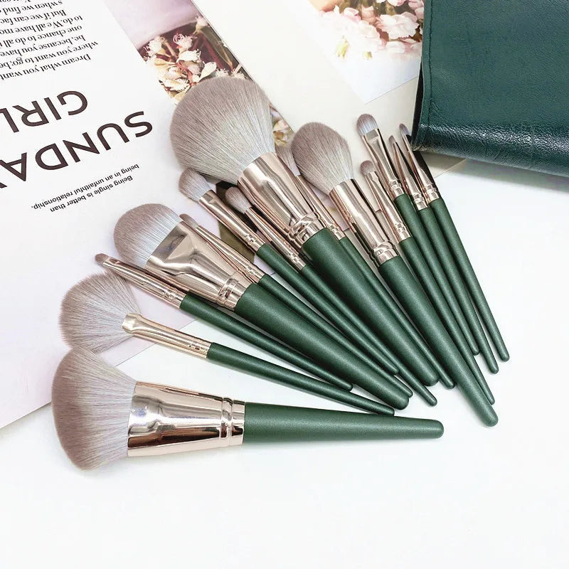 KLINA 14Pcs Makeup Brushes Soft Makeup Tools Cosmetic Powder Eye Shadow Foundation Blush Blending Detail Eyebrow Lip Beauty Halalzen