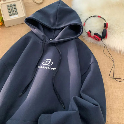 Korean Classic Loose Hooded Sweatshirt Casual Sports Wind Pullover Hoodie Multi-colour Sweatshirts Men Women Oversized