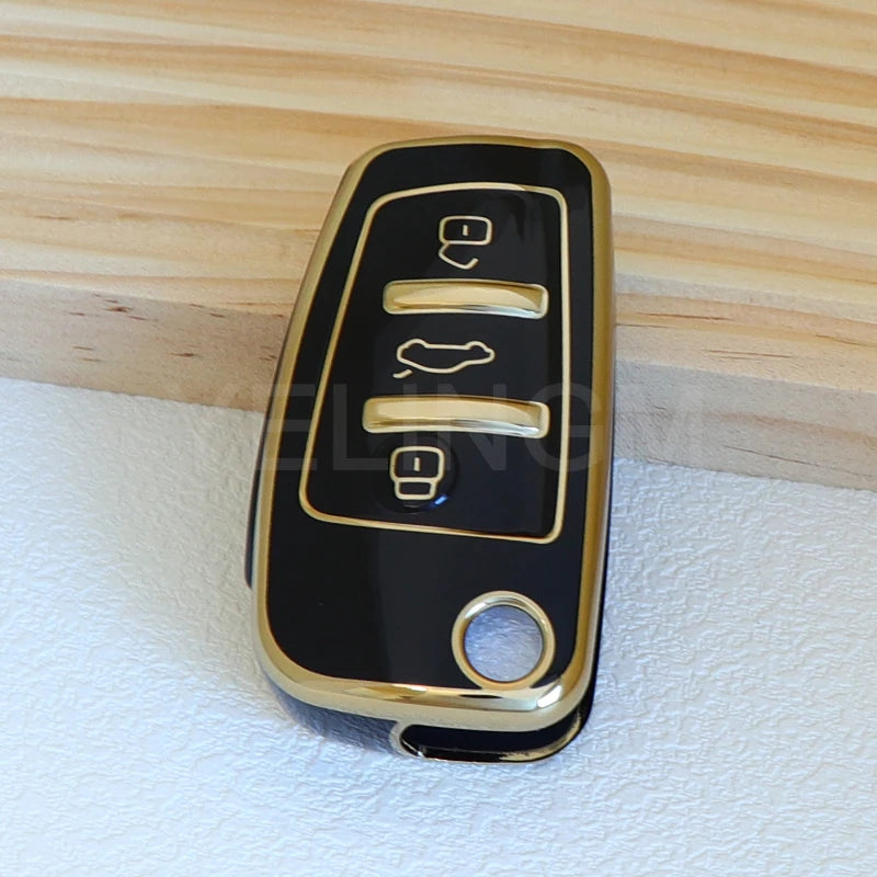 Soft TPU Car Key Cover Case Shell Bag For Audi A3 A4 A5 A6L C6 8L 8P B6 B7 B8 C6 RS3 Q3 Q7 TT 8L 8V S3 Protector Accessories