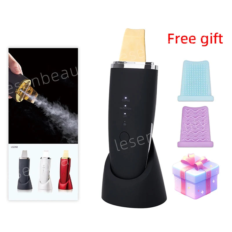 New Ultrasonic Skin Scrubber Vibration Face Spatula Blackhead Remover Shovel Clean Cavitation Peeling Facial Lifting EMS Machine Halalzen