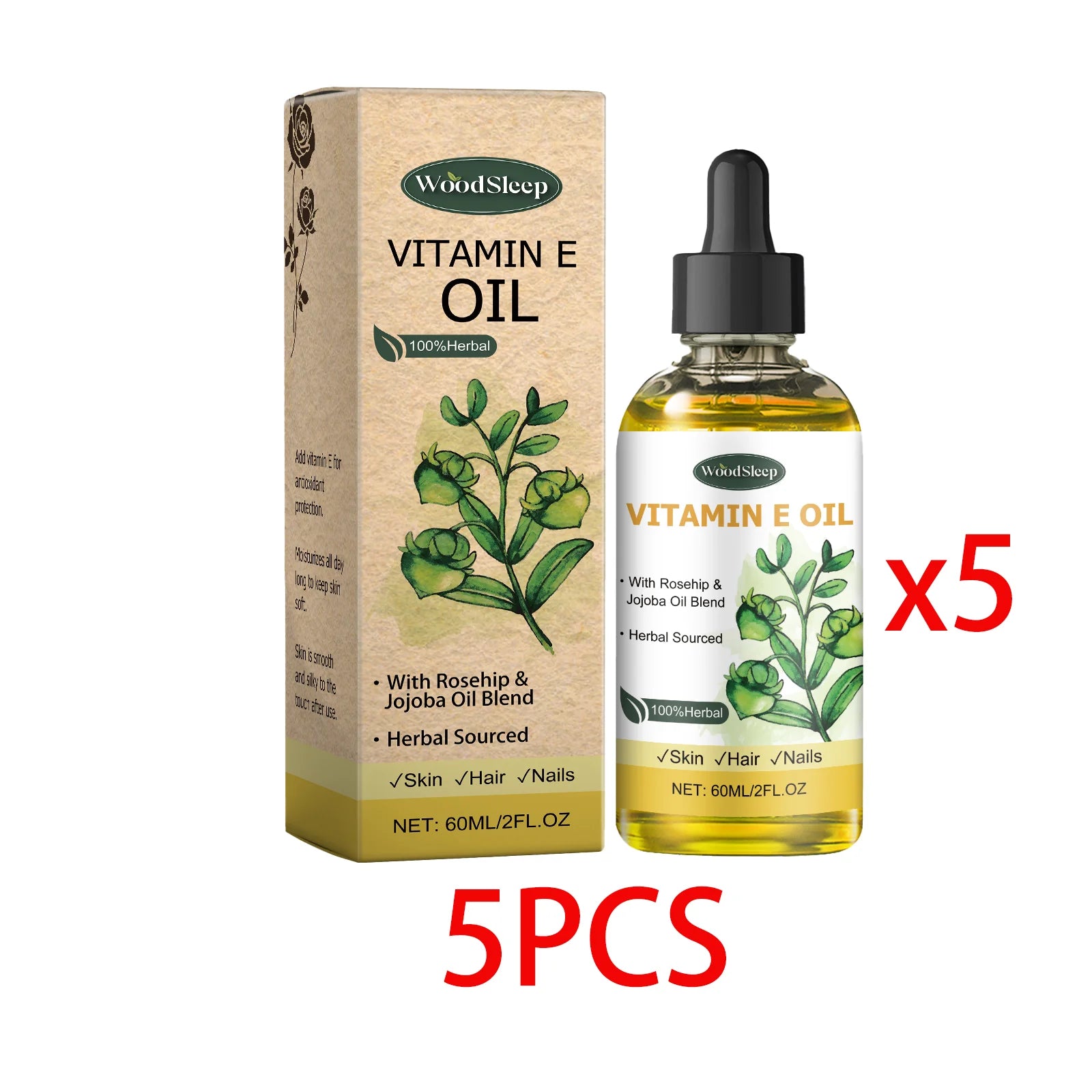 60ml Natural Vitamin E Essential Oil For Massage Skin Care Scraping Shower Face Body Nail Hair Eyelash Care Universal Daily Care