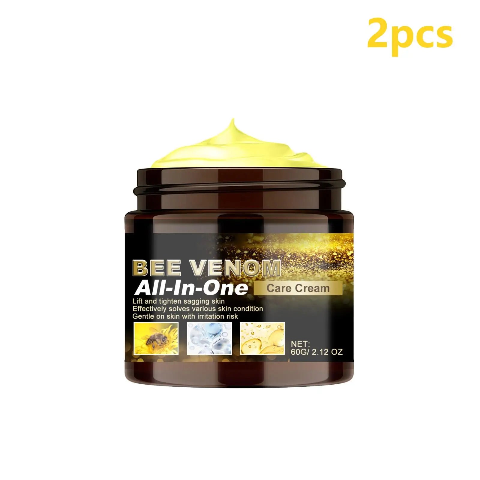 Bee Venom Wrinkle Removal Cream Tighten Skin Elasticity Enhancement Deep Hydration All in One Tea Tree Oil Body Moisturizer 60g