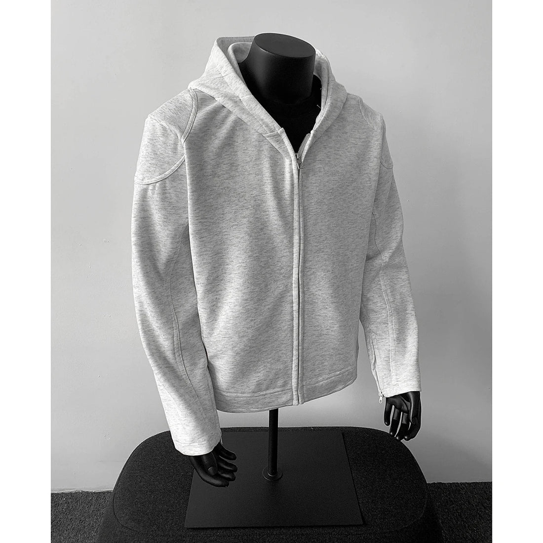 Autumn Regular Shoulder Motorcycle Hooded Sweatshirt with Fake Two - Piece Design | Original Quality Men's Hooded Jacket
