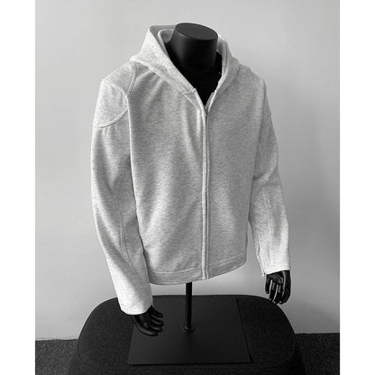 Autumn Regular Shoulder Motorcycle Hooded Sweatshirt with Fake Two - Piece Design | Original Quality Men's Hooded Jacket
