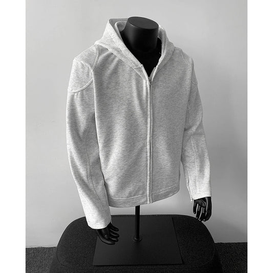 Autumn Regular Shoulder Motorcycle Hooded Sweatshirt with Fake Two - Piece Design | Original Quality Men's Hooded Jacket