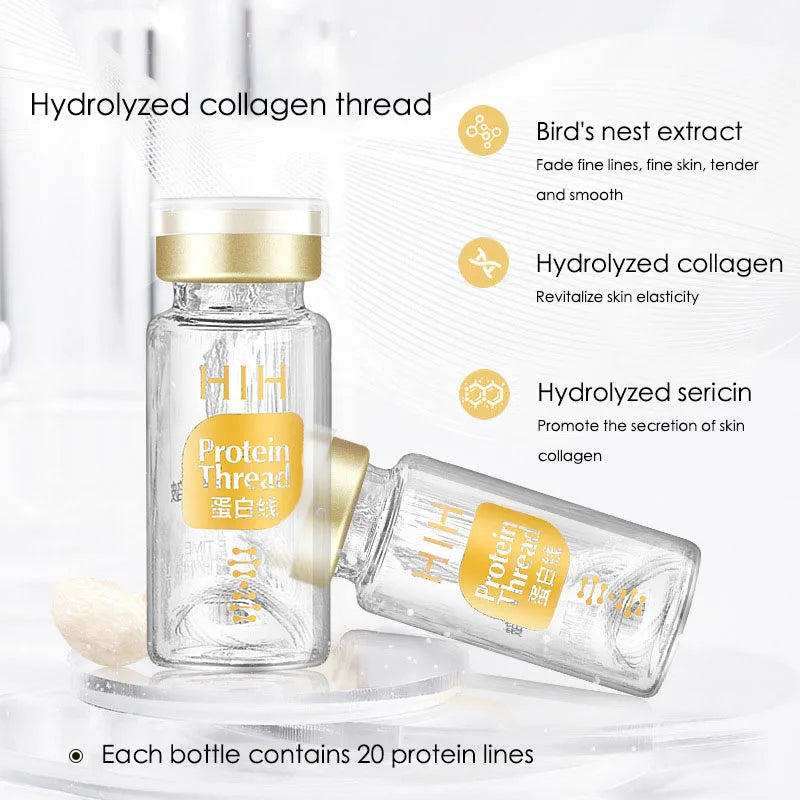 24K Gold Face Serum Active Collagen Silk Thread Facial Essence Anti-wrinkle Moisturizing Hyaluronic Serum for Face Skin Care Halalzen