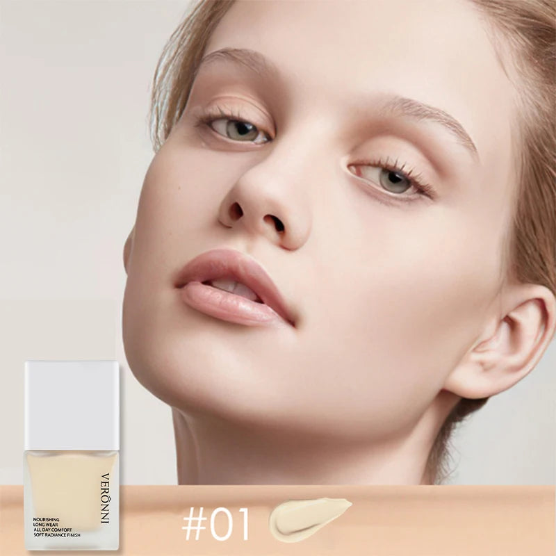 VERONNI Liquid Foundation Cream for Face 10ml High Coverage Makeup Base Sunscreen SPF30 Waterproof Concealer Makeup Foundation Halalzen
